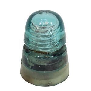 Antique Brookfield Beehive Glass Insulator “B” No 12 Aqua Bubbles Swirls